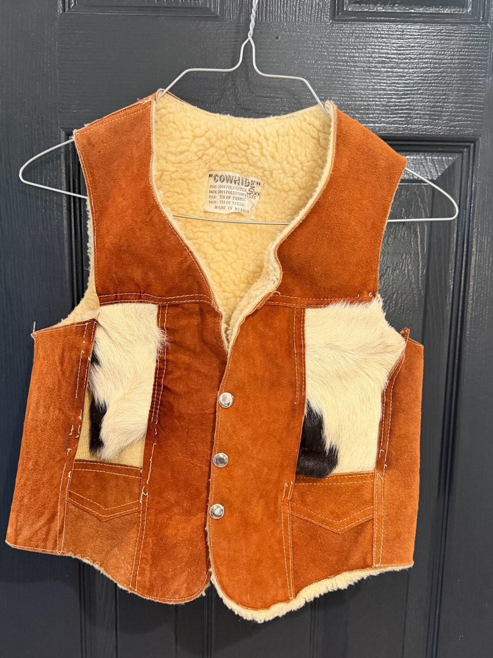 VTG kids Cowhide Suede and Sherpa Vest - Rustic Tan & Cream